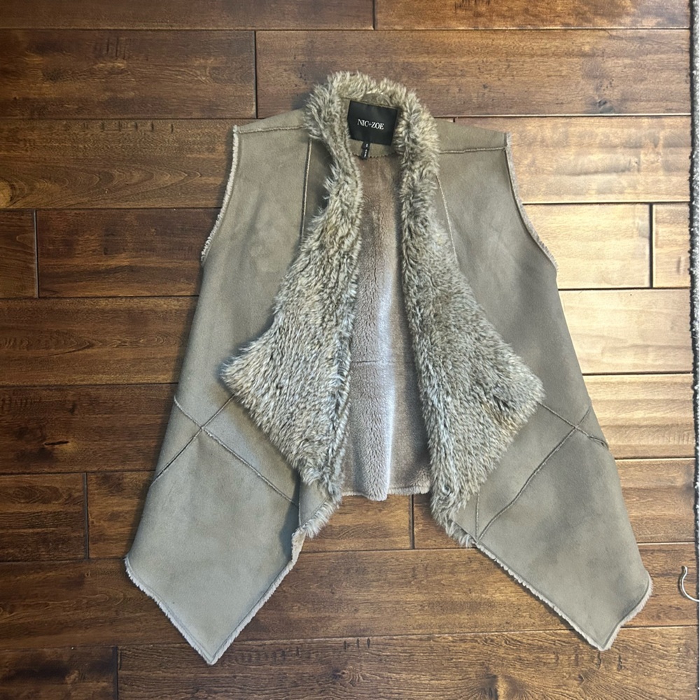Women's Tan Small Shearling Tan Vest